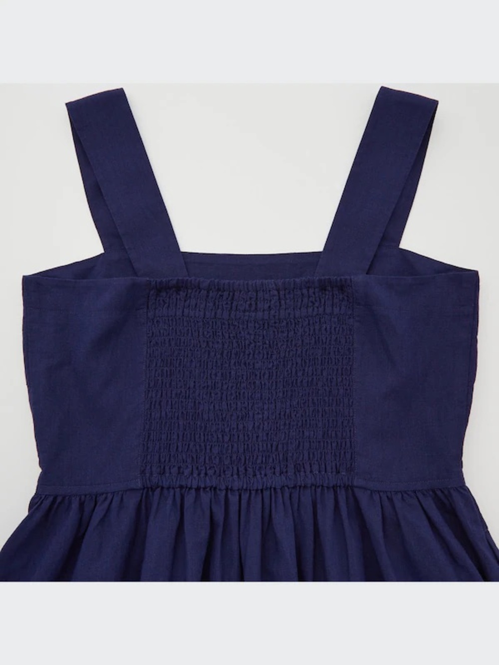 Uniqlo Navy Blue Linen Blend Shirring Sleeveless Midi Dress Medium VGUC - Picture 8 of 9